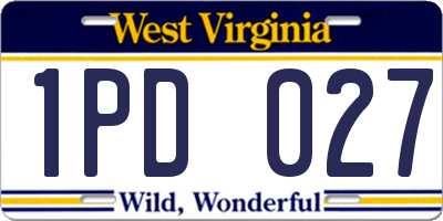 WV license plate 1PD027