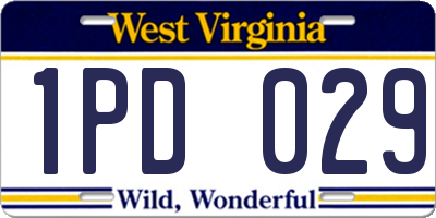 WV license plate 1PD029