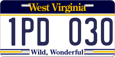 WV license plate 1PD030