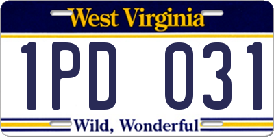 WV license plate 1PD031