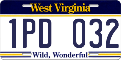 WV license plate 1PD032