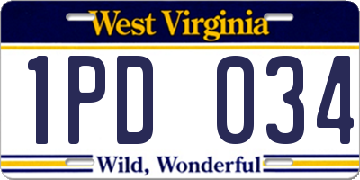 WV license plate 1PD034