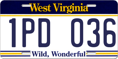 WV license plate 1PD036
