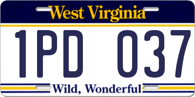 WV license plate 1PD037