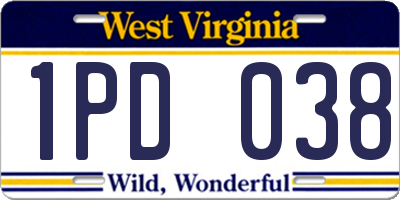 WV license plate 1PD038