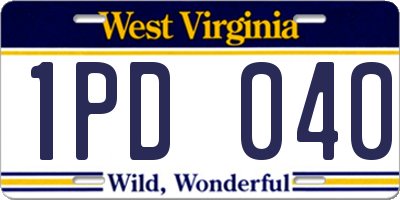 WV license plate 1PD040