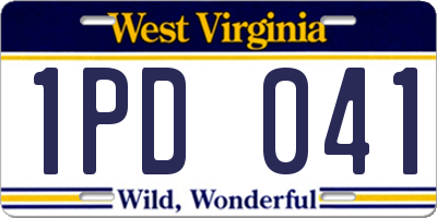 WV license plate 1PD041