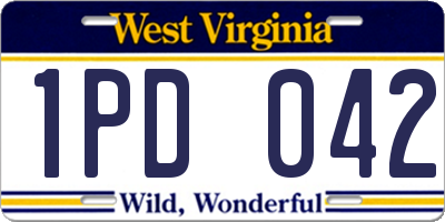 WV license plate 1PD042