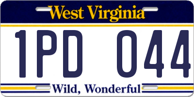 WV license plate 1PD044