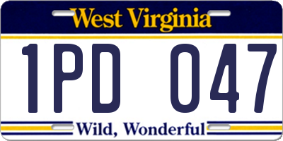 WV license plate 1PD047