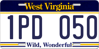 WV license plate 1PD050
