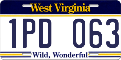 WV license plate 1PD063