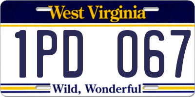 WV license plate 1PD067