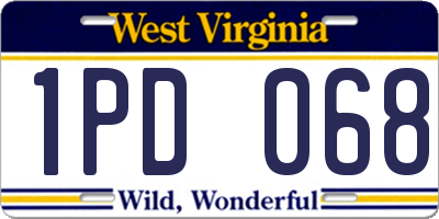 WV license plate 1PD068
