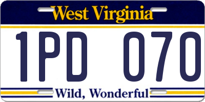 WV license plate 1PD070