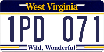 WV license plate 1PD071
