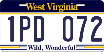WV license plate 1PD072