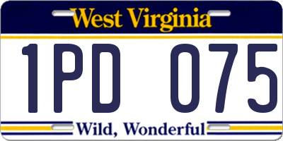 WV license plate 1PD075