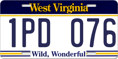 WV license plate 1PD076