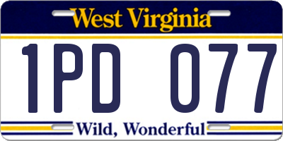 WV license plate 1PD077