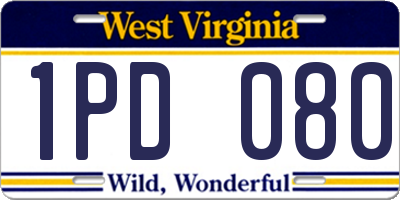 WV license plate 1PD080