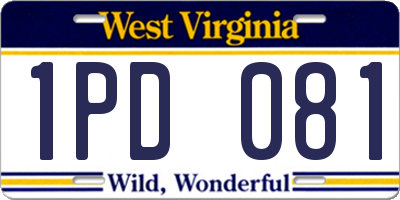 WV license plate 1PD081