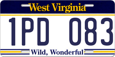WV license plate 1PD083