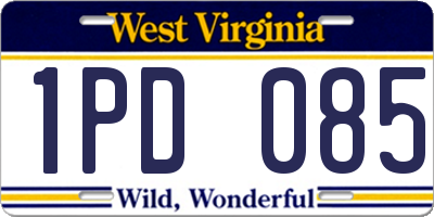WV license plate 1PD085