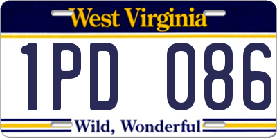 WV license plate 1PD086