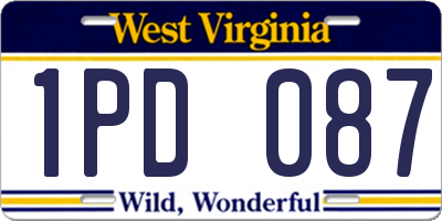 WV license plate 1PD087