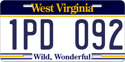 WV license plate 1PD092