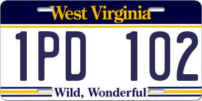 WV license plate 1PD102