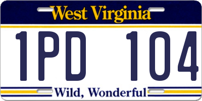 WV license plate 1PD104