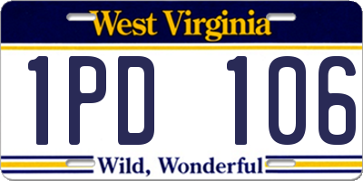 WV license plate 1PD106