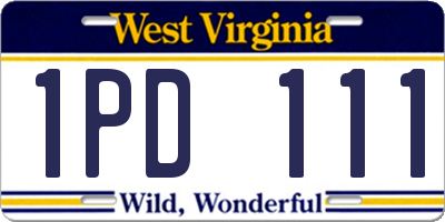 WV license plate 1PD111