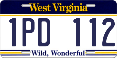 WV license plate 1PD112