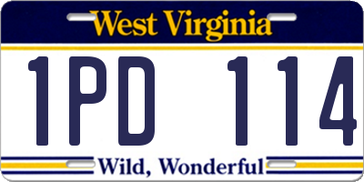 WV license plate 1PD114