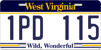WV license plate 1PD115
