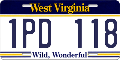 WV license plate 1PD118
