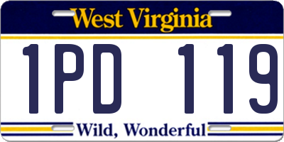 WV license plate 1PD119