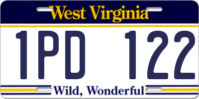 WV license plate 1PD122