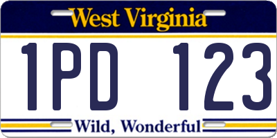 WV license plate 1PD123
