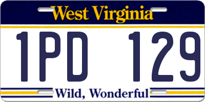 WV license plate 1PD129