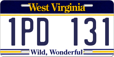 WV license plate 1PD131