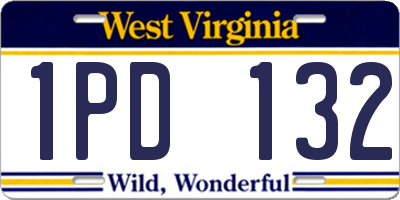 WV license plate 1PD132