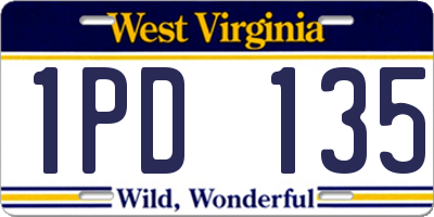 WV license plate 1PD135