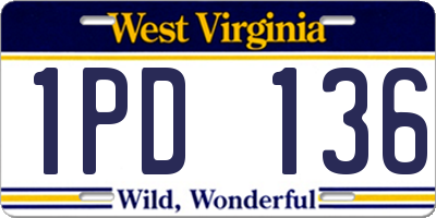 WV license plate 1PD136