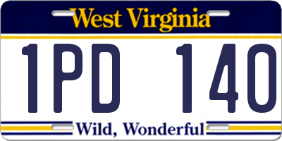 WV license plate 1PD140