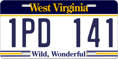 WV license plate 1PD141