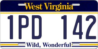 WV license plate 1PD142